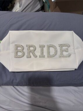 BRIDE White Jeweled Bridal Pouch